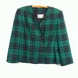 Le Suit Plaid Double Breasted Vintage Blazer Jacket